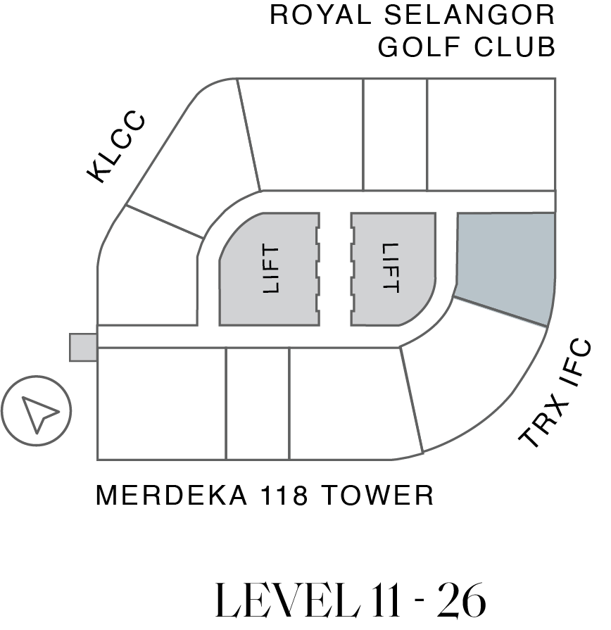 Orion Residence Type B1 key plan Level 11 to 26