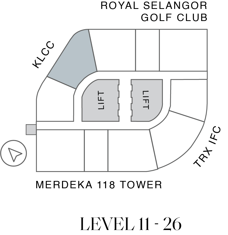 Orion Residence Type C1 key plan Level 11 to 26