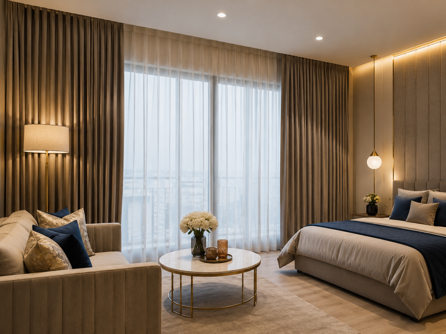 Ready-to-rent curtain and lighting setup